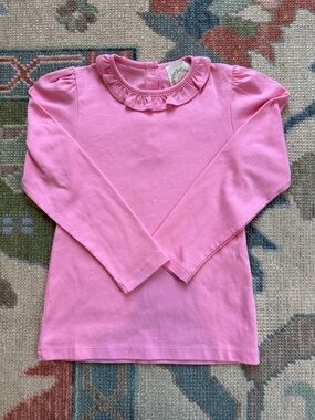 The Beaufort Bonnet Company Pink Ruffle Neck Long-Sleeve Tee